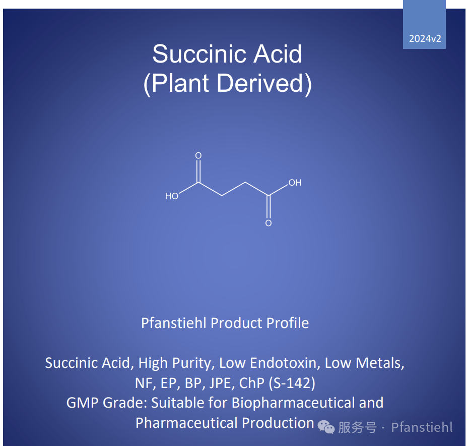 Pfanstiehl Secures Its 17th CDE Registration Number – Succinic Acid S-142 Pfanstiehl Secures Its 17th CDE Registration Number – Succinic Acid S-142